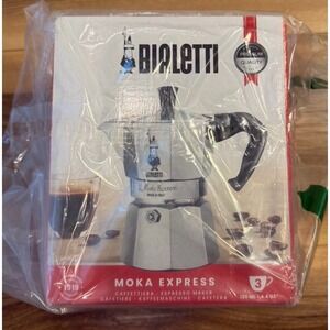 Bialetti Moka Express 3 Cup Stovetop Espresso Maker Aluminum 130mL New Sealed